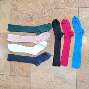 Condor girl socks. Set of 7. Red, blue, black, white, green and peach. Size 8.